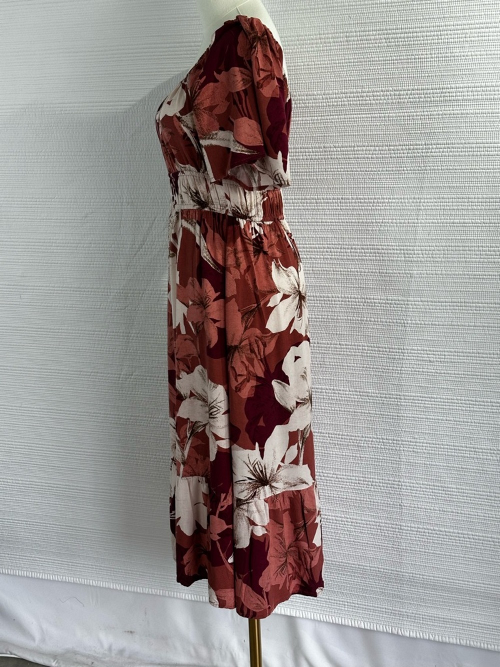 Luxology Floral Boho Midi Dress Earth Tone Cottagecore Romantic Flowy Small - Picture 4 of 11